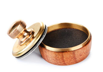 Wooden stamp, isolated on white