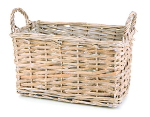 Obraz premium Empty wicker basket isolated on white