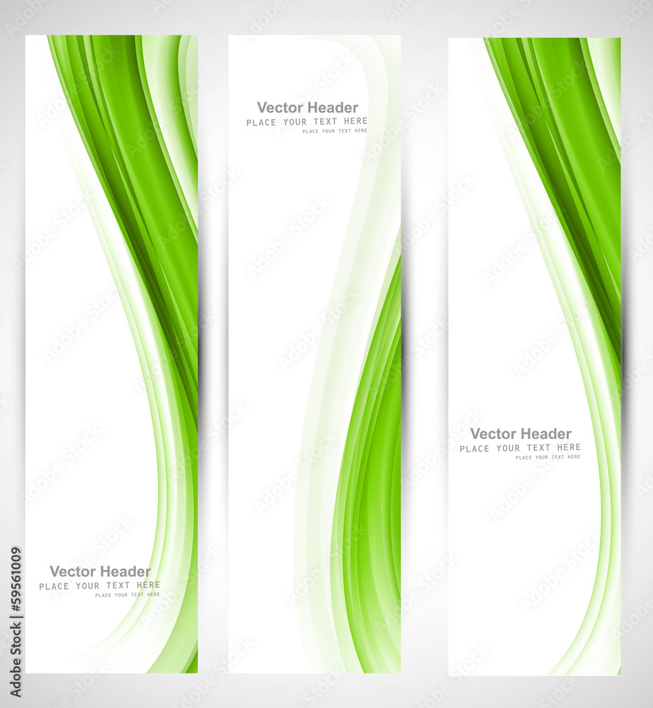 Sticker abstract vertical header green wave vector