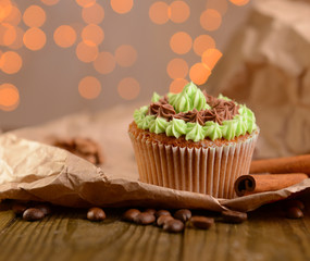 Tasty cupcake with butter cream,