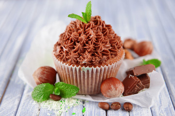 Tasty cupcake with butter cream,