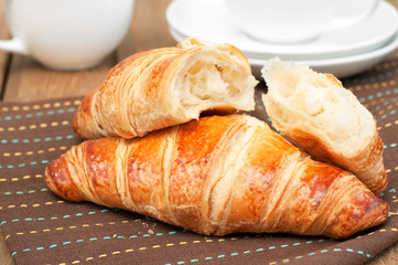 breakfast with coffee and croissant