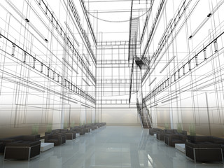 sketch design of interior hall