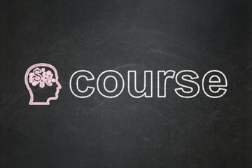 Fototapeta premium Education concept: Head With Finance Symbol and Course on