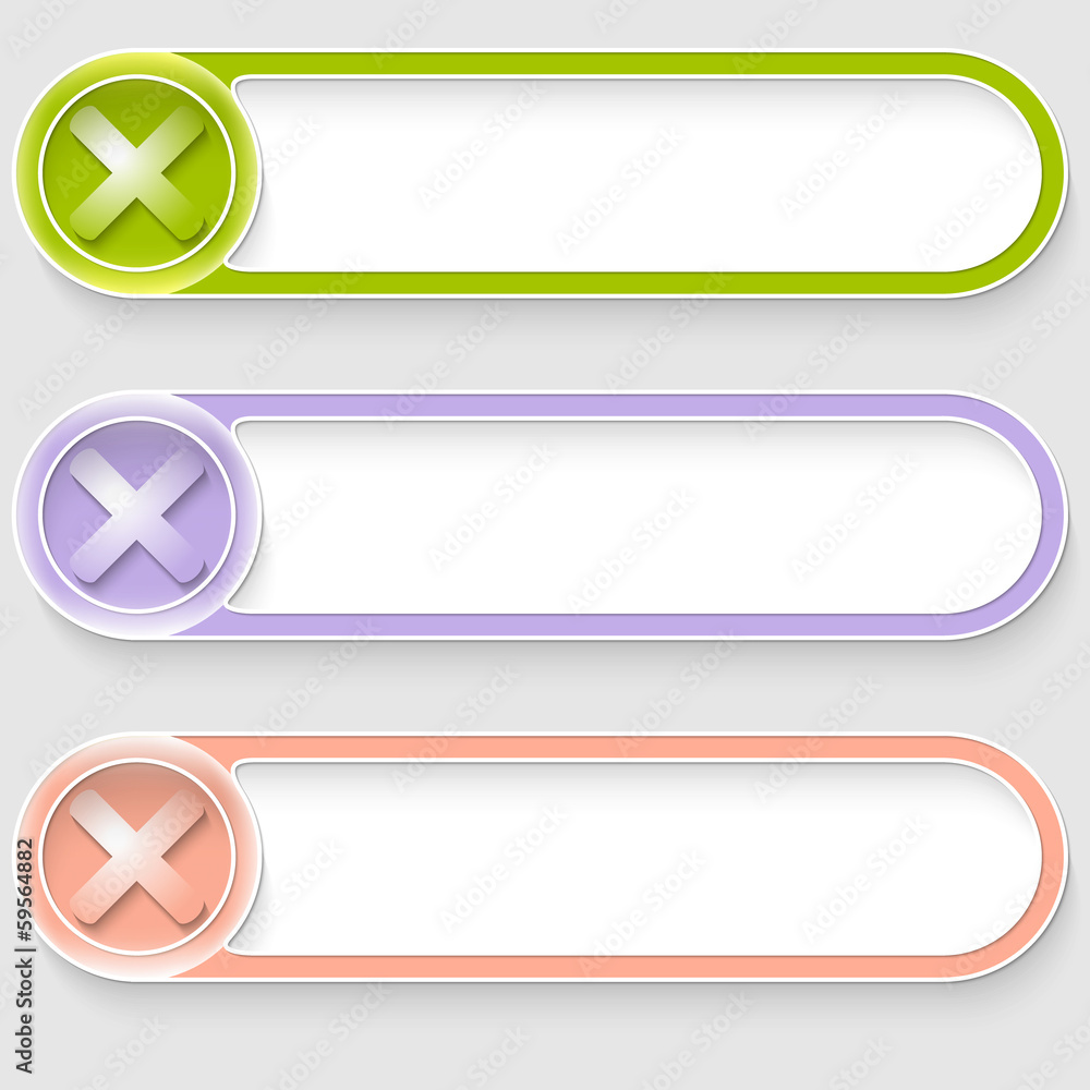 Poster set of three vector abstract buttons with ban mark