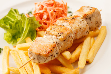 chcken kebab with french fries