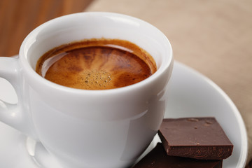 freshly made espresso shot with chocolate