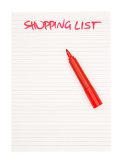 paper note of shopping list with clipping path