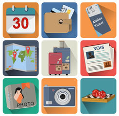 Flat icons for travel