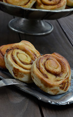 buns on a silver plateau