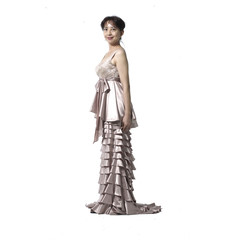 young and beautiful bridge in dress in studio