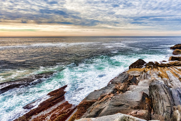 Rock ledges and sea at Pemaquid Point, Maine