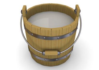 Wooden Bucket with Milk