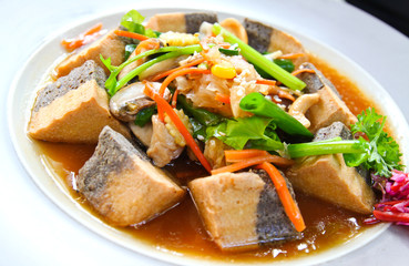 healthy food with tofu and vegetable