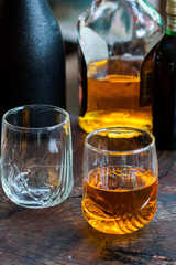 Golden Brown Whisky on the rocks in a glass