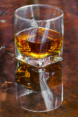 Golden Brown Whisky on the rocks in a glass
