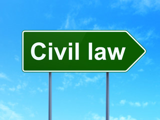 Law concept: Civil Law on road sign background