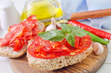bread with salami