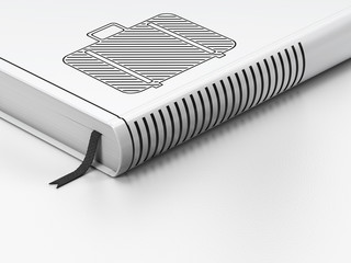 Travel concept: closed book, Bag on white background