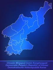 Grenzkarte von Korea-Nord mit Grenzen in einfarbig Scribble