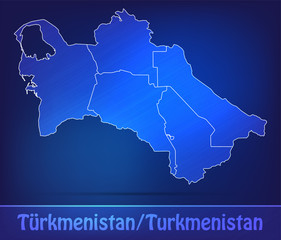 Grenzkarte von Turkmenistan mit Grenzen in einfarbig Scribble