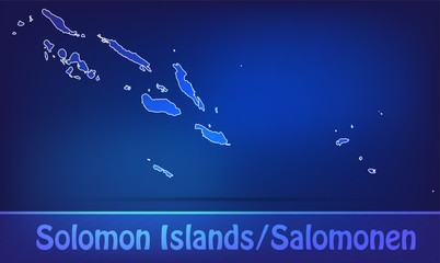 Grenzkarte von Salomonen mit Grenzen in einfarbig Scribble