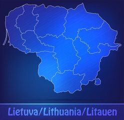 Grenzkarte von Litauen mit Grenzen in einfarbig Scribble