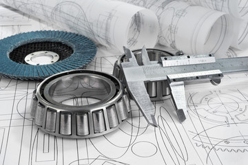 roller bearings, gauge, grinding disc  and drawings