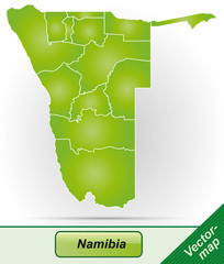 Grenzkarte von Namibia mit Grenzen in Grün