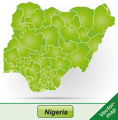 Grenzkarte von Nigeria mit Grenzen in Grün