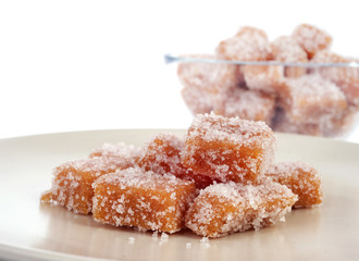 homemade candy from quinces isolated on white background