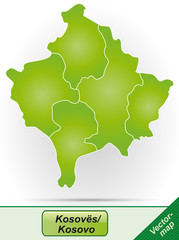 Grenzkarte von Kosovo mit Grenzen in Grün