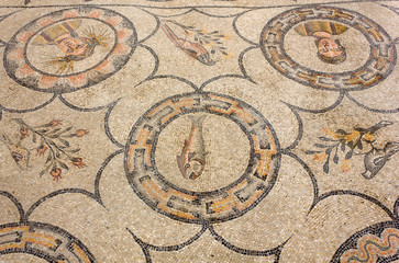 Ancient Floor Mosaic in the Basilica of Aquileia, Italy
