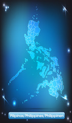 Philippinen mit Grenzen in leuchtend einfarbig