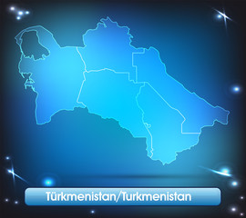 Turkmenistan mit Grenzen in leuchtend einfarbig
