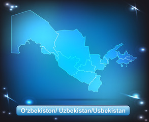 Usbekistan mit Grenzen in leuchtend einfarbig