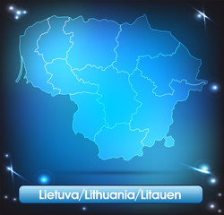 Litauen mit Grenzen in leuchtend einfarbig