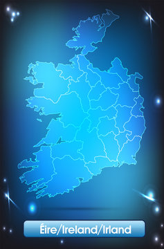 Irland mit Grenzen in leuchtend einfarbig