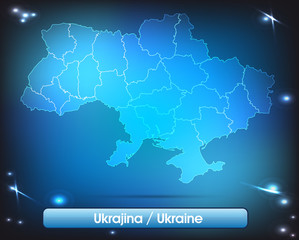 Ukraine mit Grenzen in leuchtend einfarbig