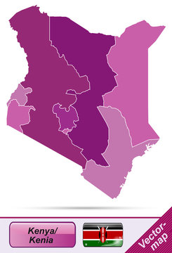 Grenzkarte von Kenia mit Grenzen in Violett