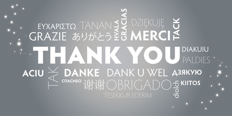 Thank You multilingual, silver