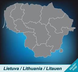 Litauen mit Grenzen in leuchtend grau