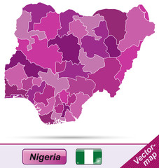 Grenzkarte von Nigeria mit Grenzen in Violett