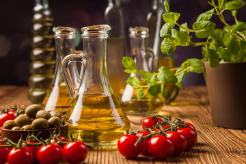 Composition of olive oils in bottles