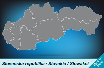 Slowakei mit Grenzen in leuchtend grau