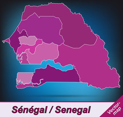 Grenzkarte von Senegal mit Grenzen in Violett