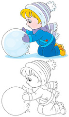 Child with a snowball