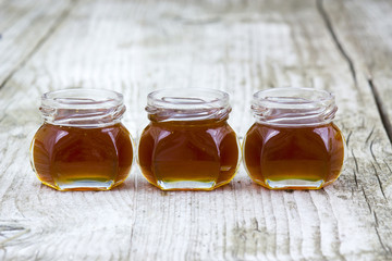 three jars of honey