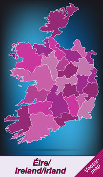 Grenzkarte von Irland mit Grenzen in Violett