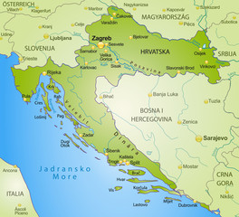 Kroatien als Übersichtskarte in Grün